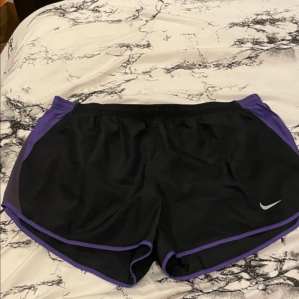 Nike Women's Black and Purple Athletic Shorts
